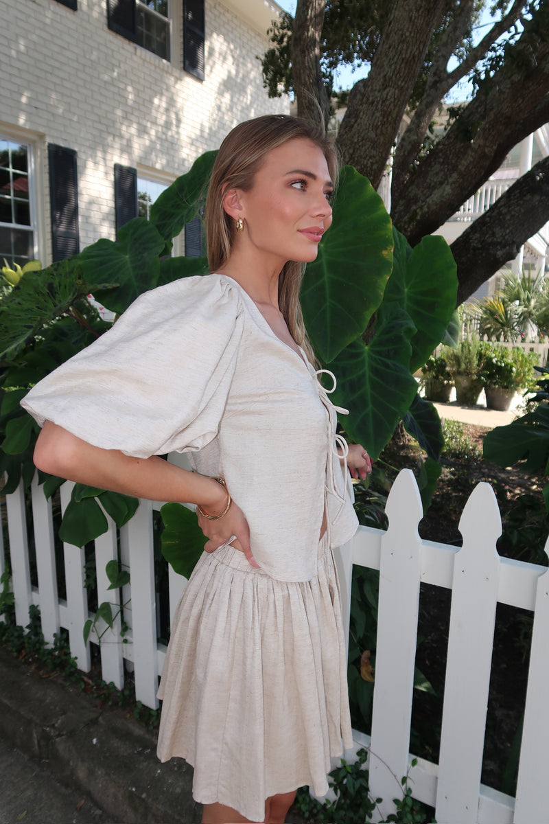 Aria Linen Tie Blouse – Mary Frances Limited