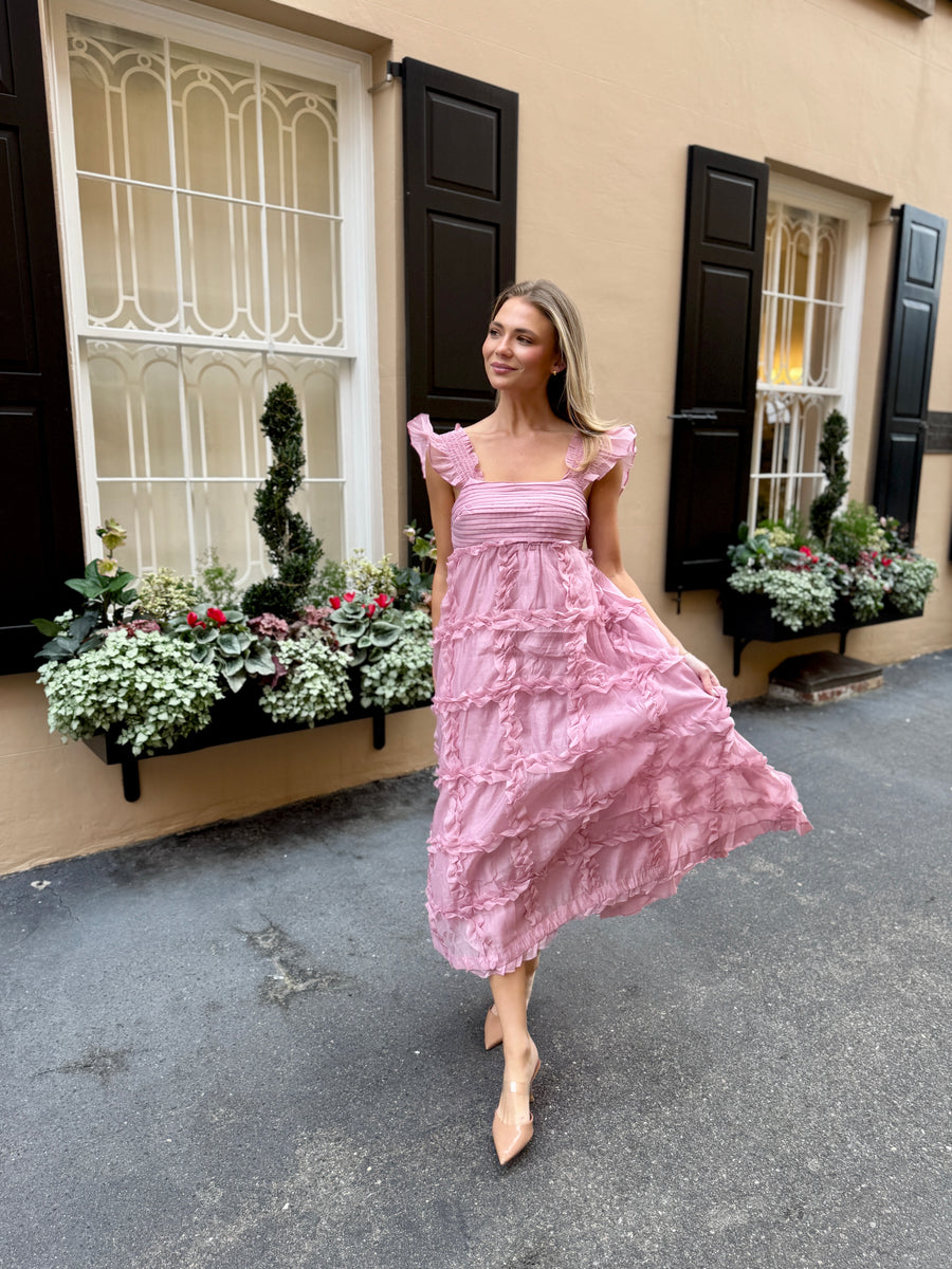 Penelope Pink Midi Dress – Mary Frances Limited