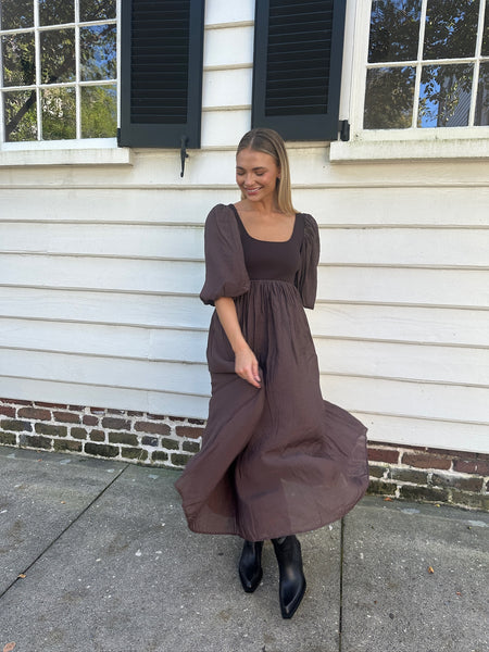 Chocolate Contrast Midi Dress