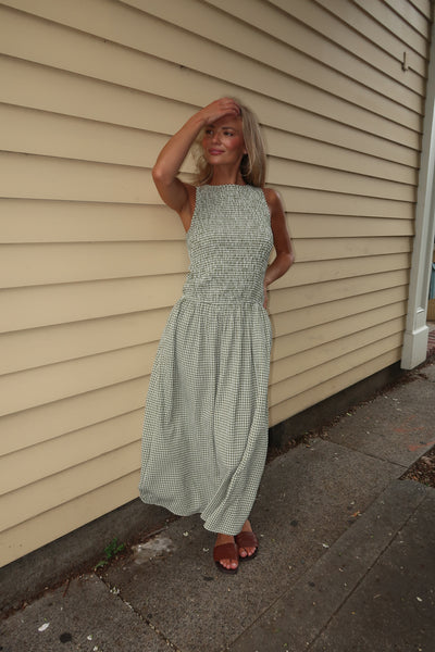 Green Gingham Long Dress