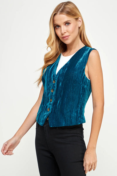 Teal Velvet Vest