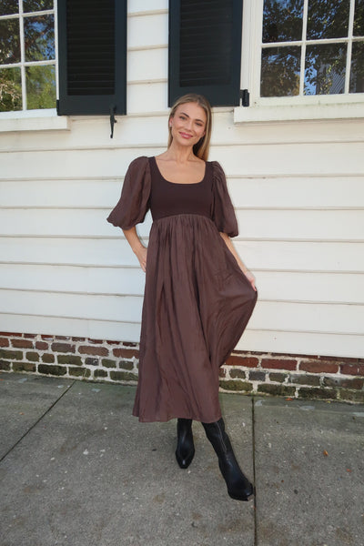 Chocolate Contrast Midi Dress