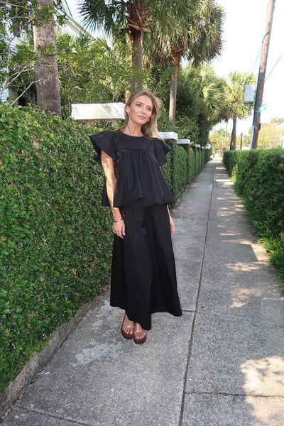 Melody Black Top Skirt Set