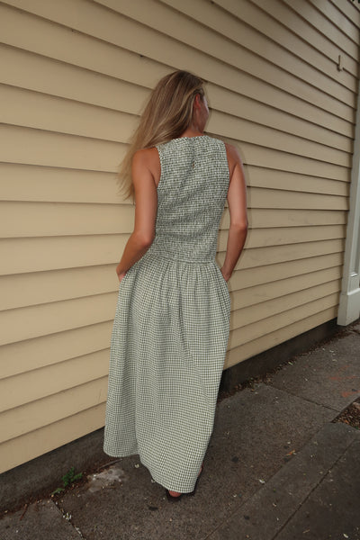 Green Gingham Long Dress