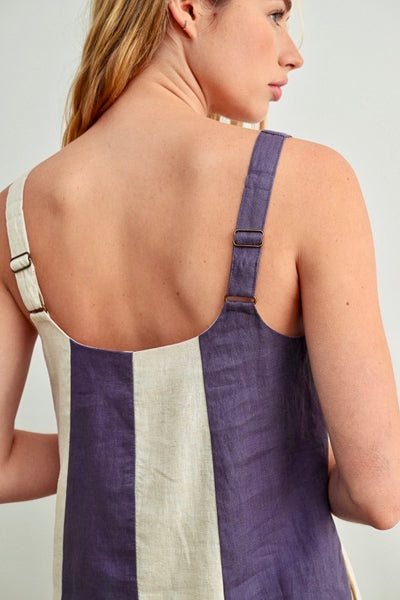 Slate Navy Oatmeal Linen Dress