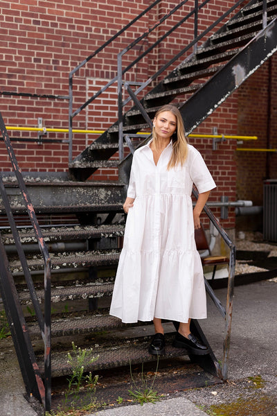 Mary White Shirt Tier Dress