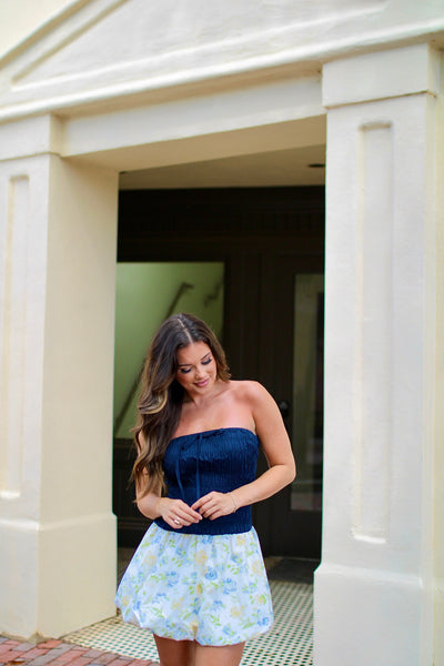 Navy Floral Bubble Dress