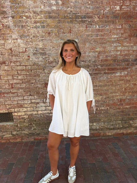 White Emb.Effect Romper
