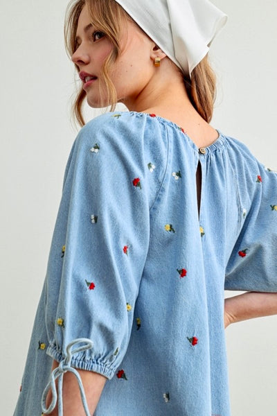Denim Floral Romper