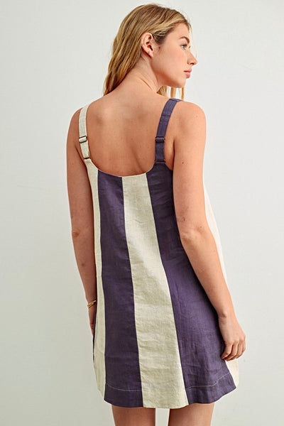 Slate Navy Oatmeal Linen Dress