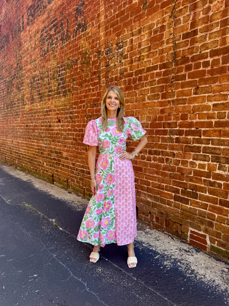 Lilah Pink Contrast Dress