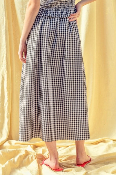 Black Gingham Top Skirt Set
