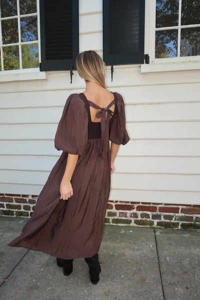 Chocolate Contrast Midi Dress