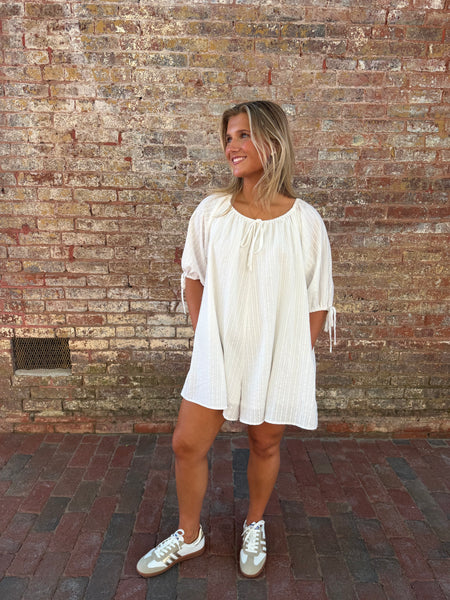 White Emb.Effect Romper