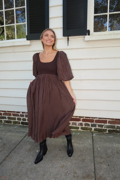 Chocolate Contrast Midi Dress