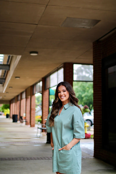 Sage Denim Shirt Dress