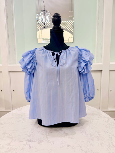 Nalani Blue Ruffle Blouse