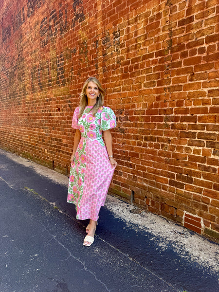 Lilah Pink Contrast Dress