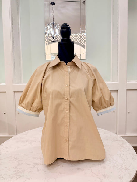 Taupe Button Top