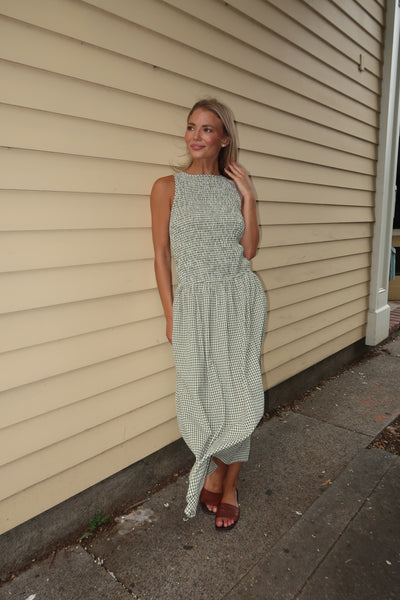 Green Gingham Long Dress