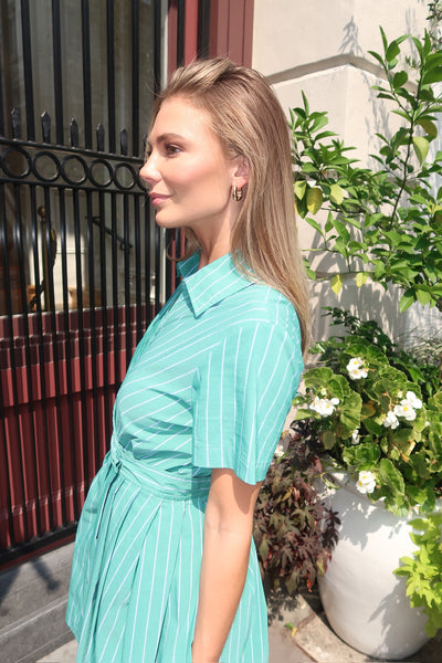 Lola Green Stripe Romper