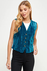 Teal Velvet Vest