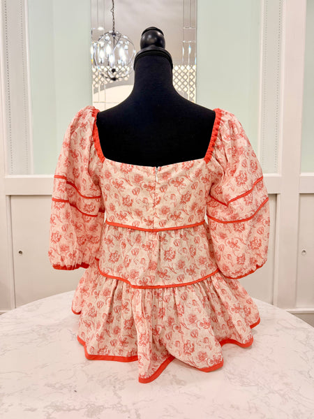 Coral Floral Print Blouse