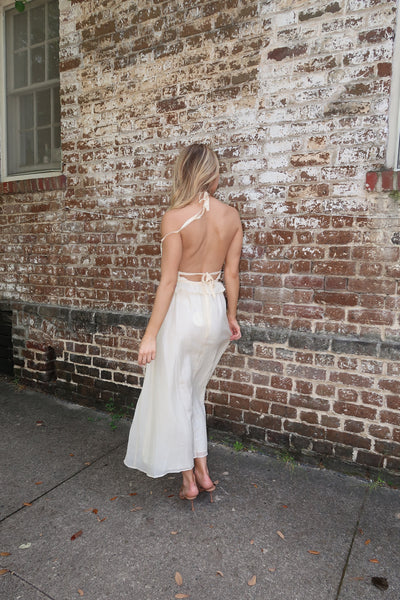 Cream Halter Midi Dress