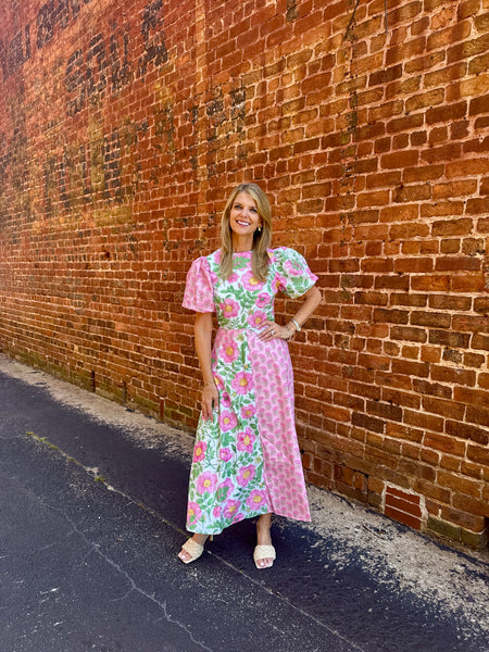 Lilah Pink Contrast Dress