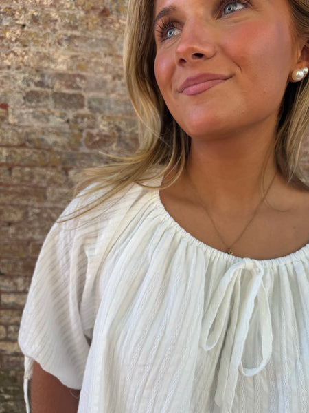 White Emb.Effect Romper