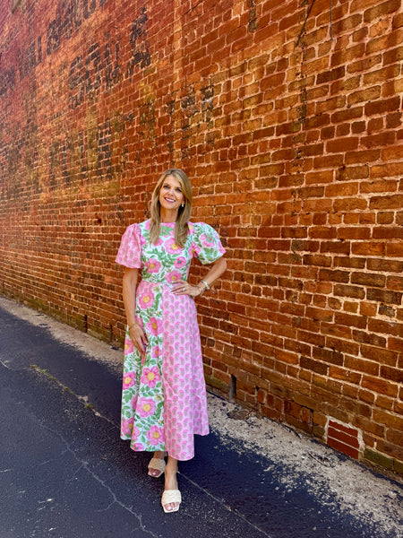 Lilah Pink Contrast Dress