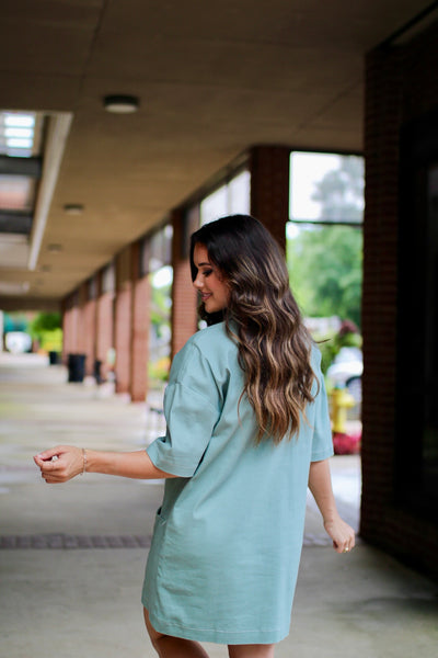 Sage Denim Shirt Dress