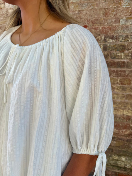 White Emb.Effect Romper