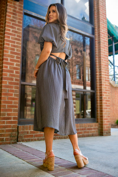 Black White Check Tie Dress