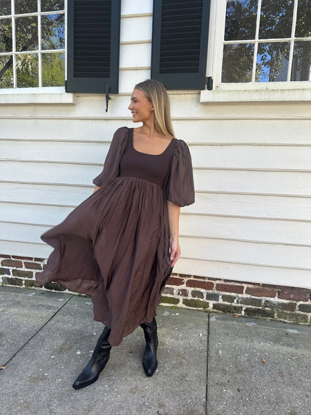 Chocolate Contrast Midi Dress