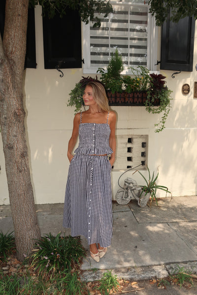Black Gingham Top Skirt Set