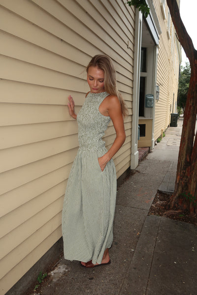 Green Gingham Long Dress