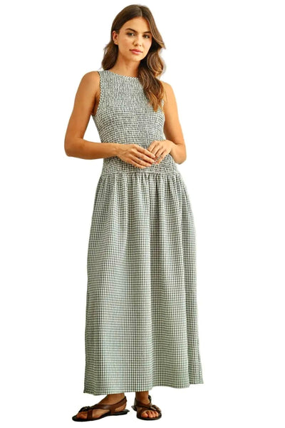 Green Gingham Long Dress