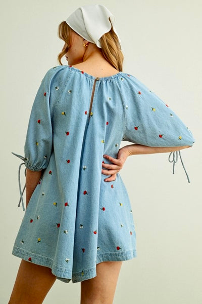 Denim Floral Romper