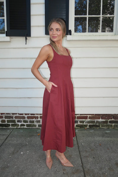 Maroon Tank Midi Dress