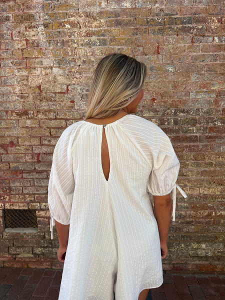 White Emb.Effect Romper