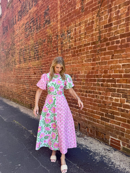 Lilah Pink Contrast Dress