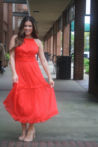 Cherry Red Midi Dress