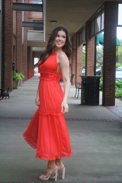 Cherry Red Midi Dress